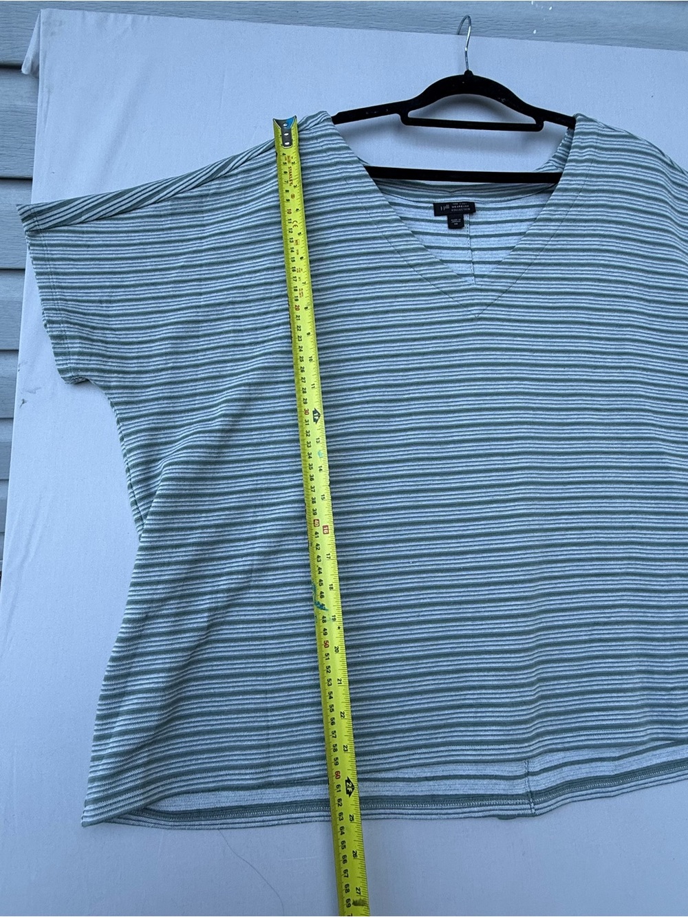J.Jill Striped V-Neck Tee - Light Sage/White - Picture 6 of 6
